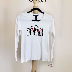 White Long-sleeved T-shirt Holiday Sparkle XS